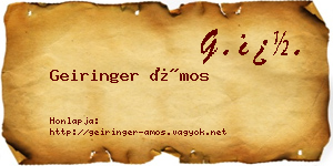 Geiringer Ámos névjegykártya